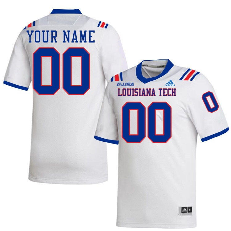 Custom Louisiana Tech Bulldogs Player's Name And Number Football Jersey-White